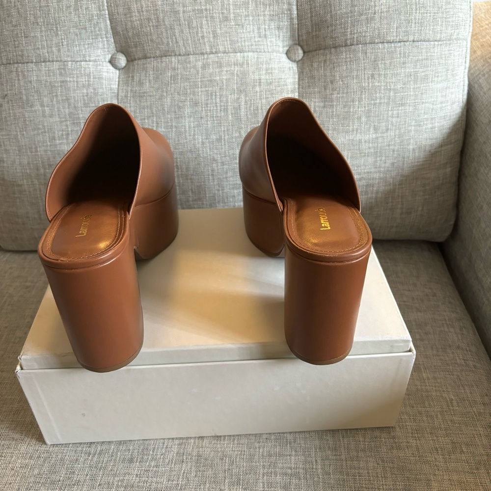 LARROUDE MISO Platform Clog in Caramel Leather, so comfortable. Be Summer Ready - Picture 9 of 14